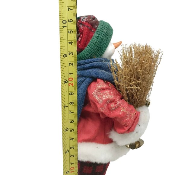 Smiling SNOWMAN with Broom and Bell CHRISTMAS Decor Holidays Xmas - Picture 7 of 9